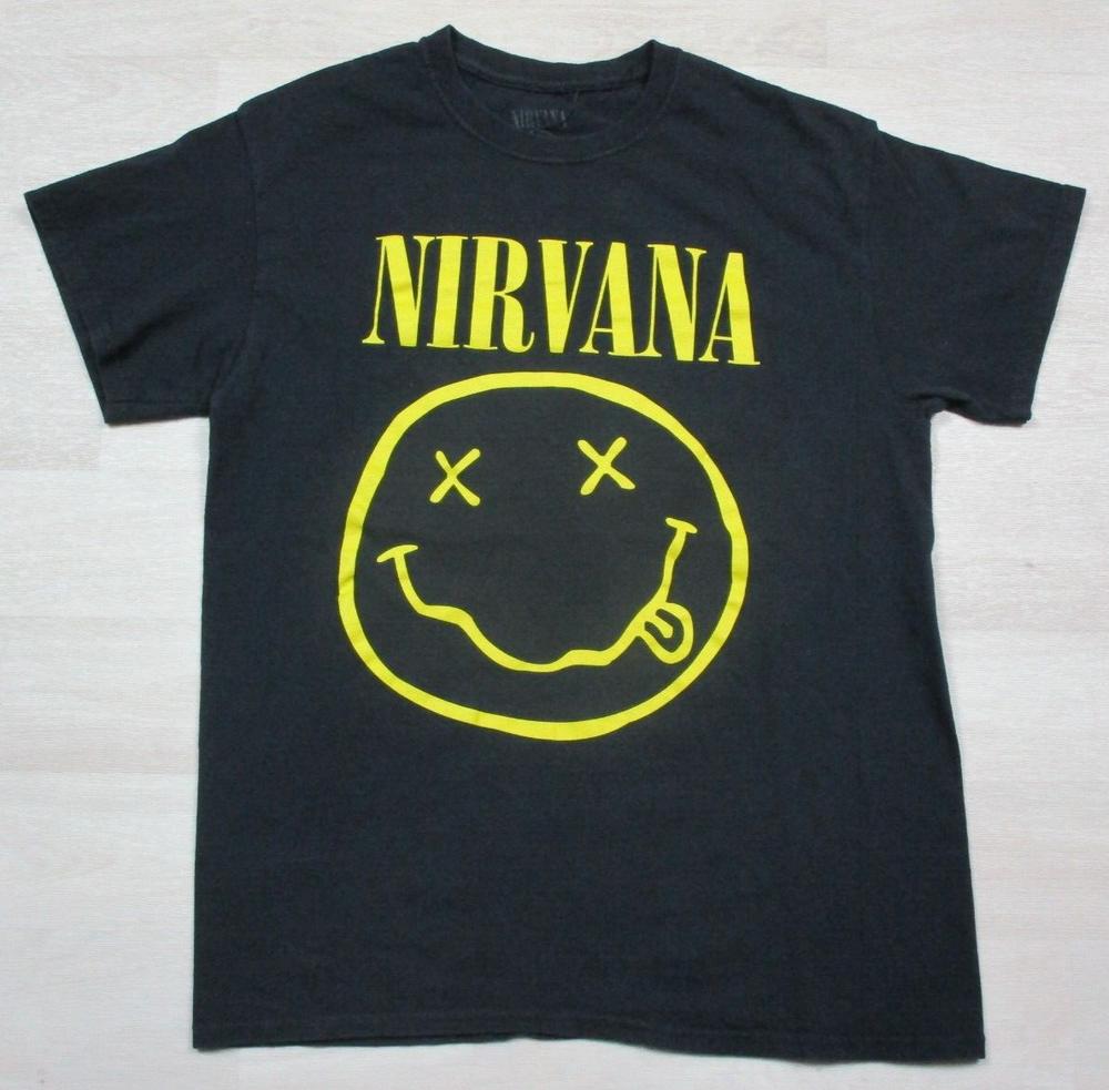 Nirvana Band T-shirt M Smiley Face Nevermind Logo 90 Grunge Rock Music M