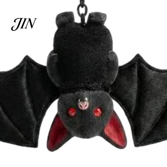 Portachiavi Pipistrello Peluche 1/2/3 Pezzi Ciondolo, Portachiavi con Fibbia a Molla in Lega Nera, Accessorio Stile Goth a Doppio Strato Portali Ali, Occhi Rossi Leggero