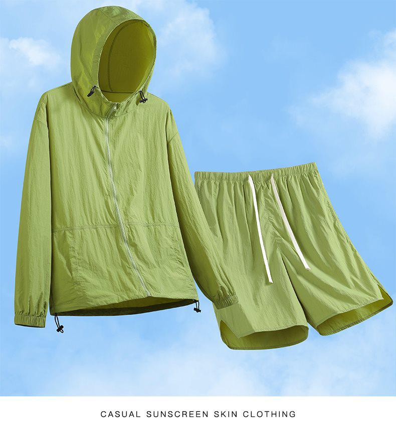 Yi Mi Cang Summer Sun Protection Set: High-Quality Nylon Jacket & Quick-Drying Breathable Shorts for Couples