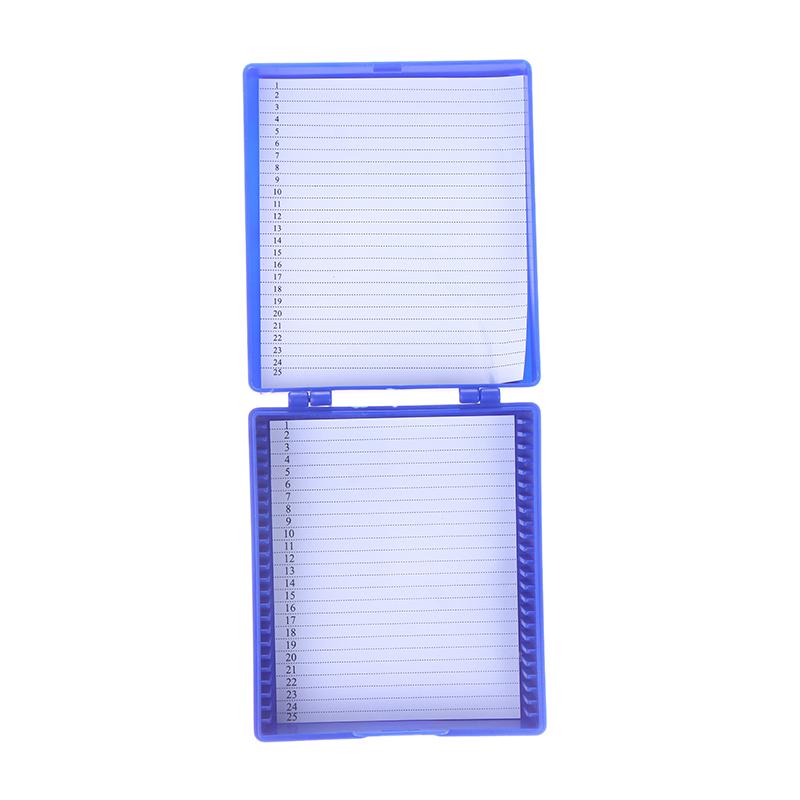 

4 Color Plastic Microscope Glass Slide Box 25Pcs Biological Slices Storage Case Holder For Prepared Microscope Slides синий