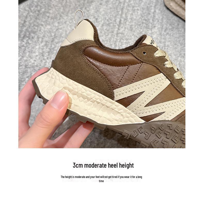 Dexun Women's Genuine Leather Velvet Running Shoes - 2024 Winter Collection: Lightweight, Versatile, Casual Sports Sneakers.