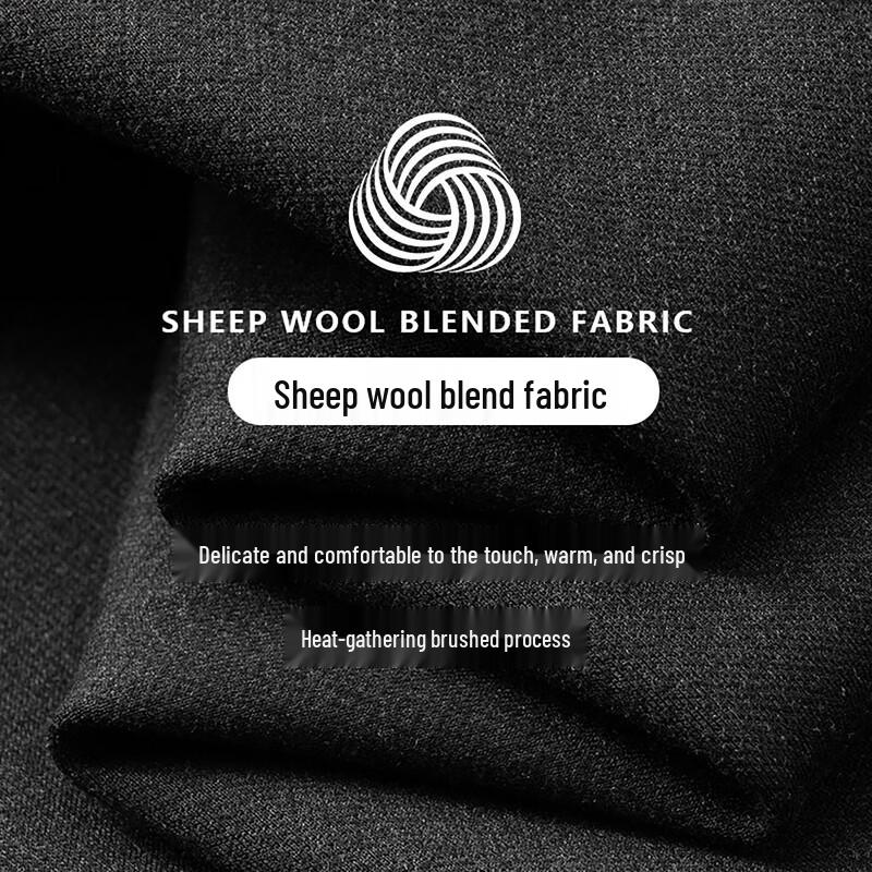 JOW Men's Merino Wool Blend Thickened Wrinkle-Free Straight-Leg Casual Pants