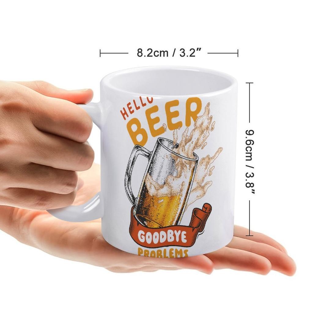 1pc 11oz Double-Sided Printed Ceramic Mug for Beer Fans, Perfect Daily Cup and Fun Surprise Gift