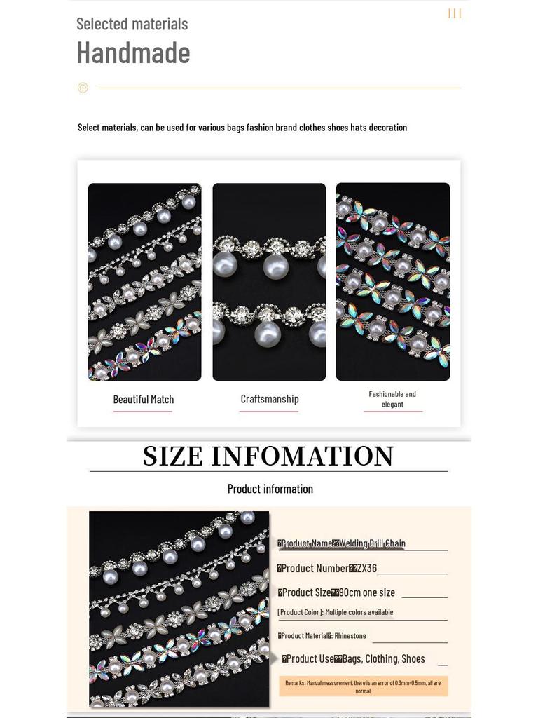 Αλυσίδα από Στρας με Πέρλες και Διαμάντια για Ρούχα και Αξεσουάρ DIY