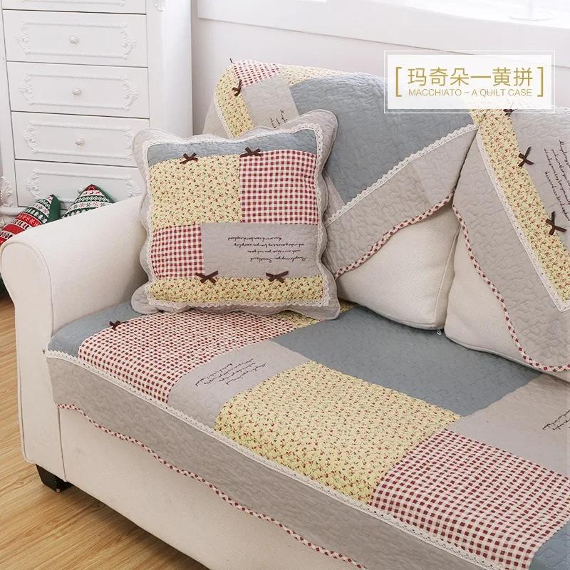 Hot Selling All-season Universal Anti Slip Sofa Mat New Rural Style Cushion Sofa Cover Small Floral Han Style Backrest Towel