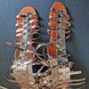 Gladiator Sandal Summer New Roman Bandage Sandals Open Toe High Tube Hollow Flat Bottom Belt Buckle Roman Sandals
