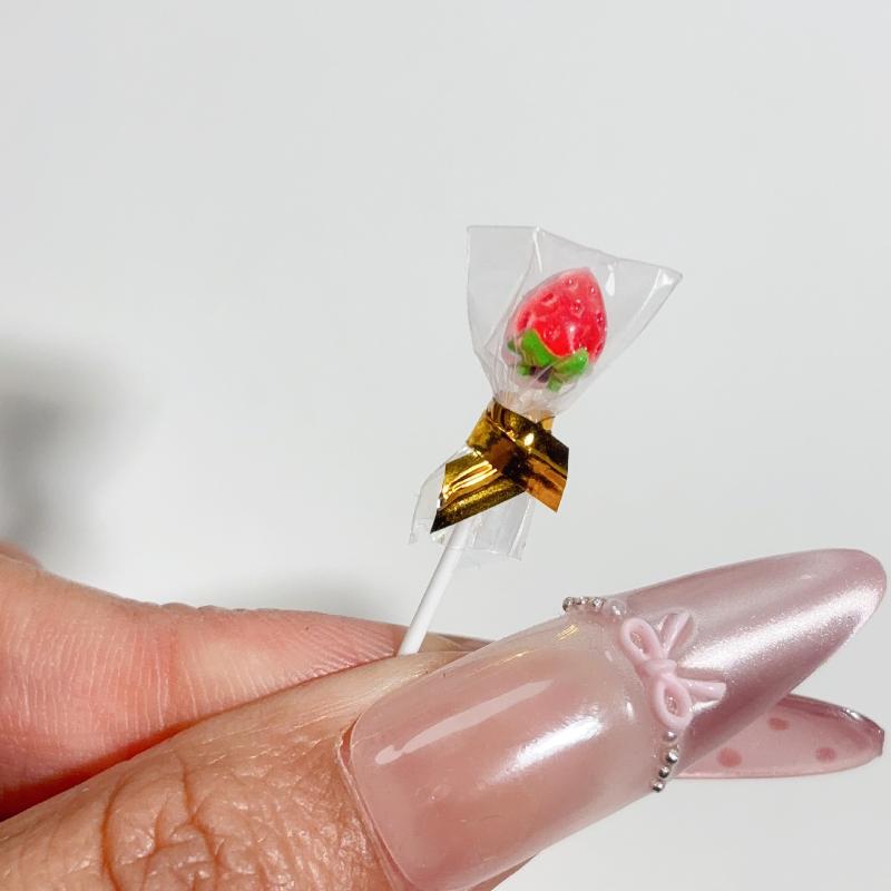 6Pcs Fruit Lollipop Model Decoration 1:12 Dollhouse Miniature Candy Diy Accessories Kitchen Food And Play Toys Photography Props