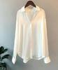 Women's Vintage Drape Long-Sleeve Satin Shirt 2025 – Versatile Retro Hong Kong Style for Spring & Autumn