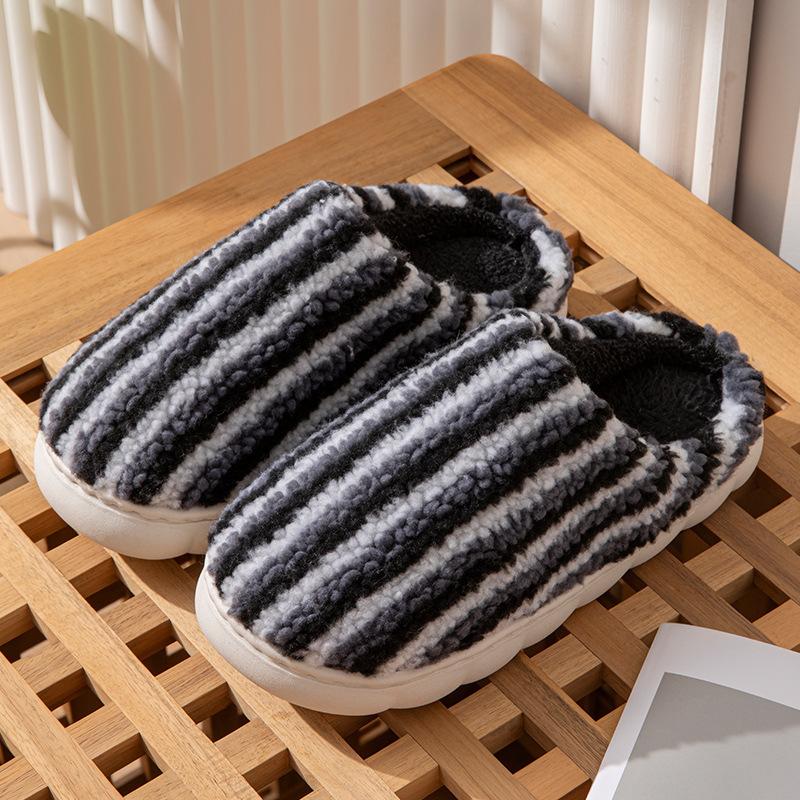 Winter cotton slippers household warm non-slip thick-soled plush home slippers velvet cotton shoes women's outer wear