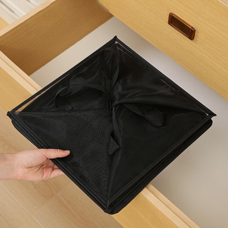 Durable Polyester Meshes Clothes Hamper Square Foldable Anti Tear Foldable Bin Laundry Hamper for Home Organization