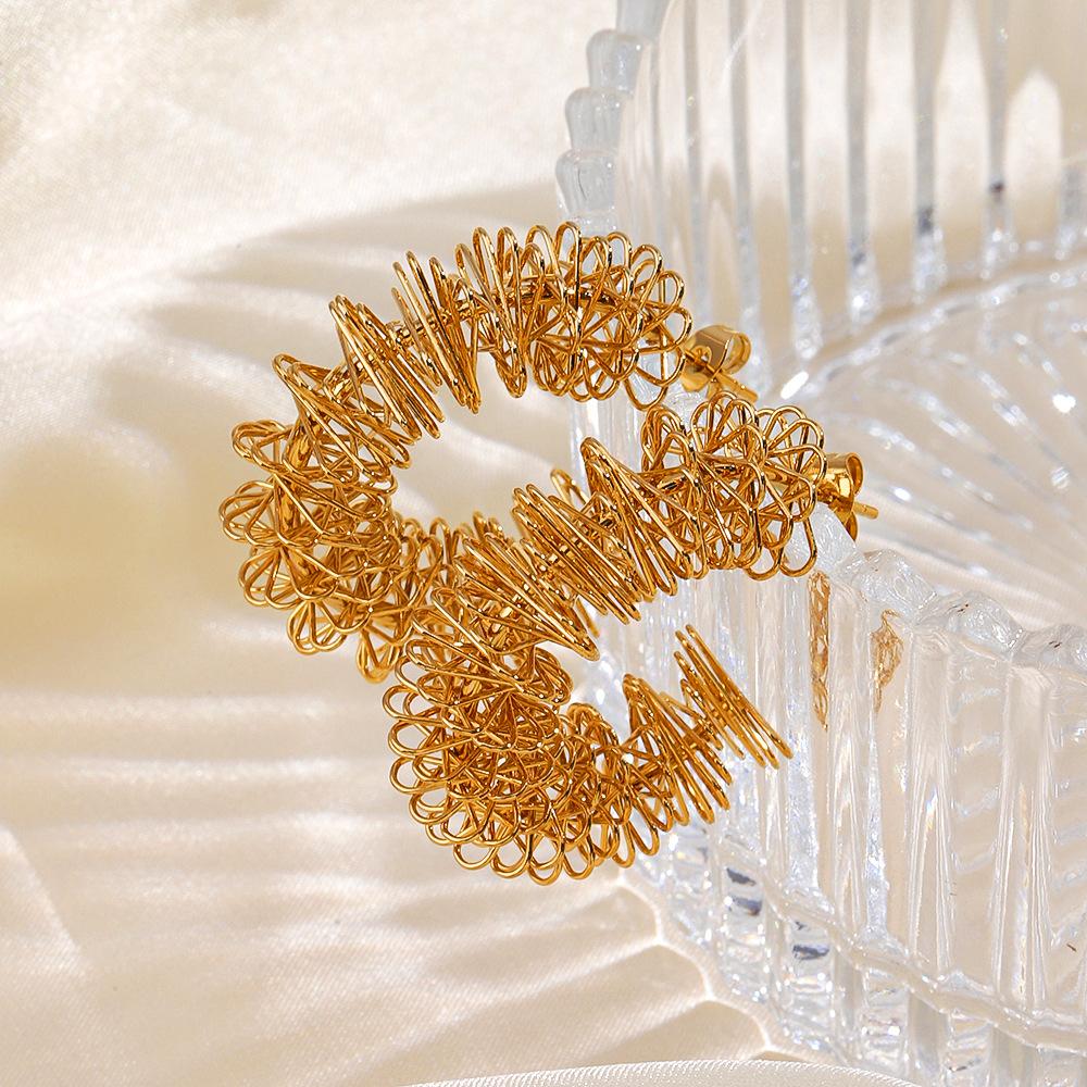 Irregularity Spring Coil Earrings Gold Color Stainless Steel Earrings Fashion Wedding Party Gifts Free Shipping