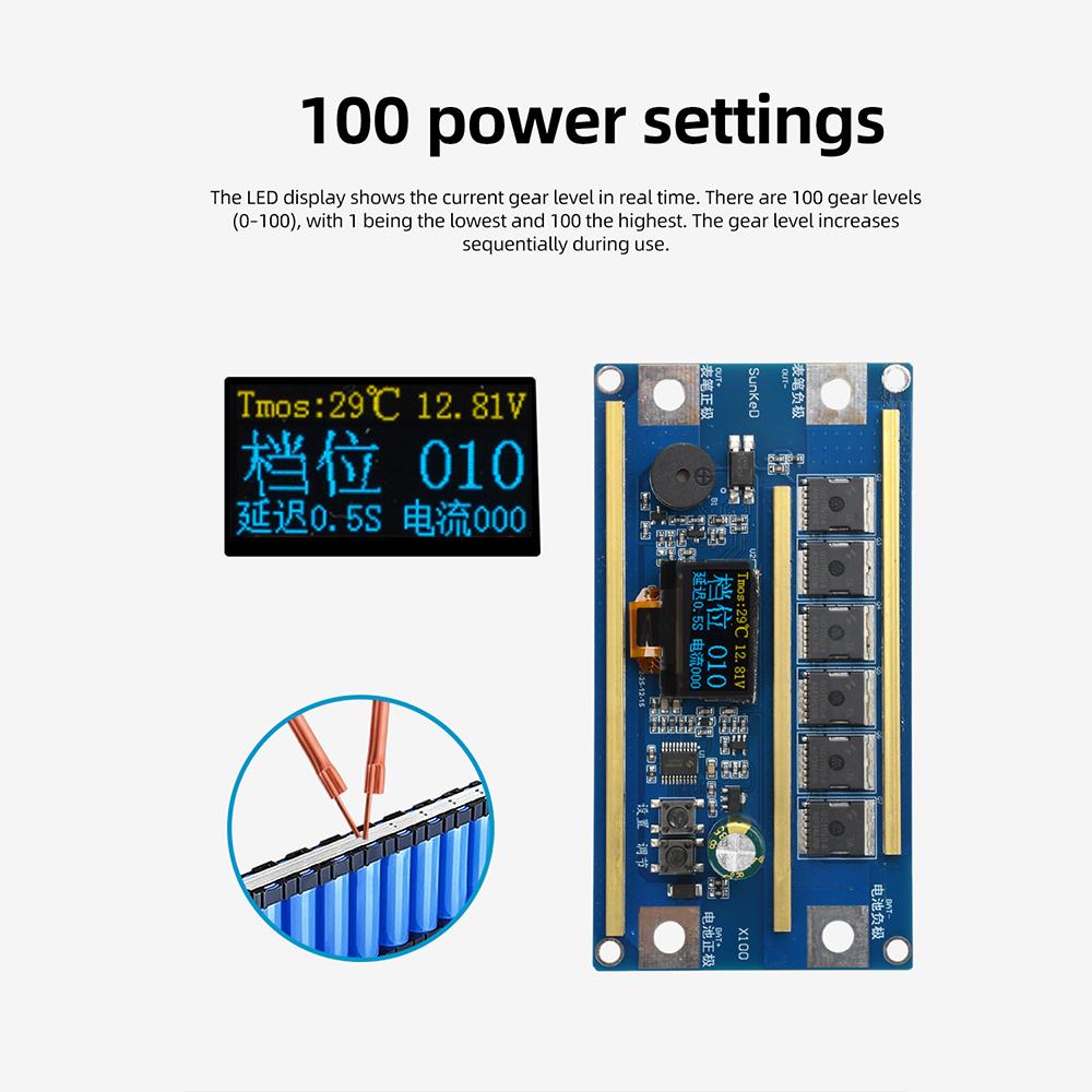 12V Lithium Battery Spot Welders Control Board 6 MOS Transistors Motherboard 100 Gears Adjustable Portable Spot Welding Machine