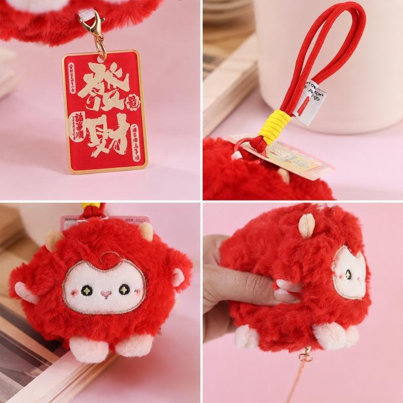 Cute Fluffy Sheep Plush Doll Keychain Soft Stuffed Animal Bag Pendant Creative Lucky Bag Keyring Backpack Hanging Gifts