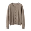 Women's 100% Pure Cashmere Round Neck Button-Up Long Sleeve Cardigan Coat - Autumn Collection