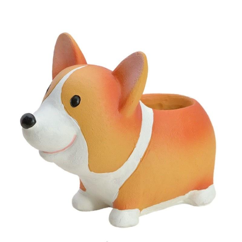 Corgi Hund Resin Plantekasse Kreativ Innendørs Utendørs Hjem Hagedekor Blomsterpotte For Sukkulenter Håndlaget Dekorativ Figur