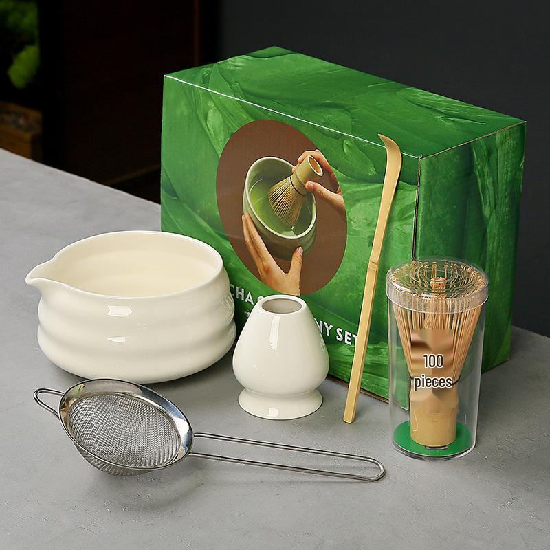 Japanese Ceramic Matcha Bowl Set with Bamboo Chasen Whisk – Perfect for Song Dynasty Tea Ceremony