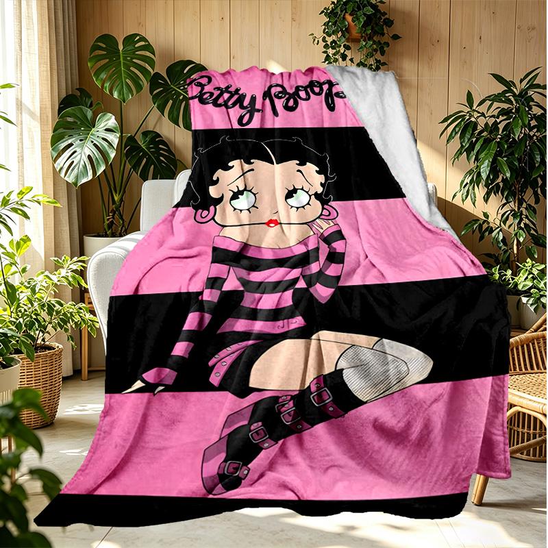 Betty Boop Pattern Blanket for Home Decoration, Bed, Sofa, Car Travel, Camping, Suitable for All Seasons, Birthday Christmas Gift