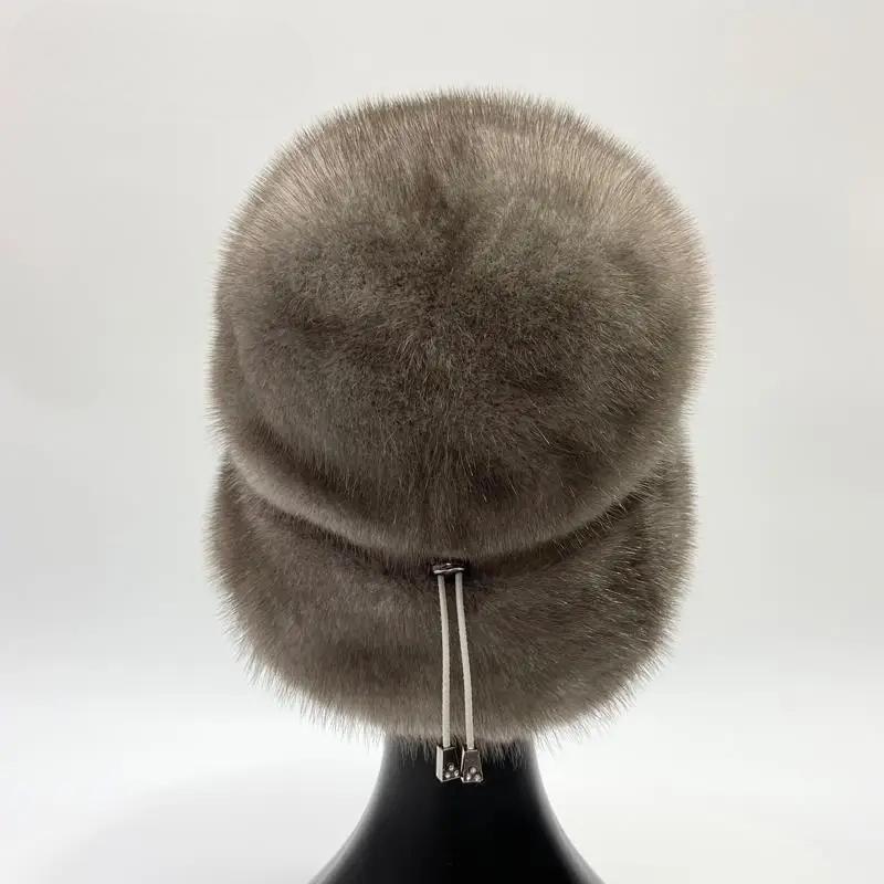 New Snow Hats for Women 2022 Genuine Mink Fur Hat Female Fashion Bucket Hat Diamond Floral Luxury Warm Winter Fedoras Domo Hats