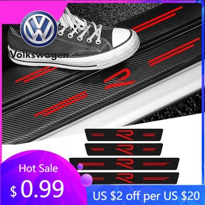 2026 Hot Sticker Car Door Sill Protective Stickers Rear Trunk Bumper Scratch Strips for Volkswagen Rline R Line Badge POLO Golf