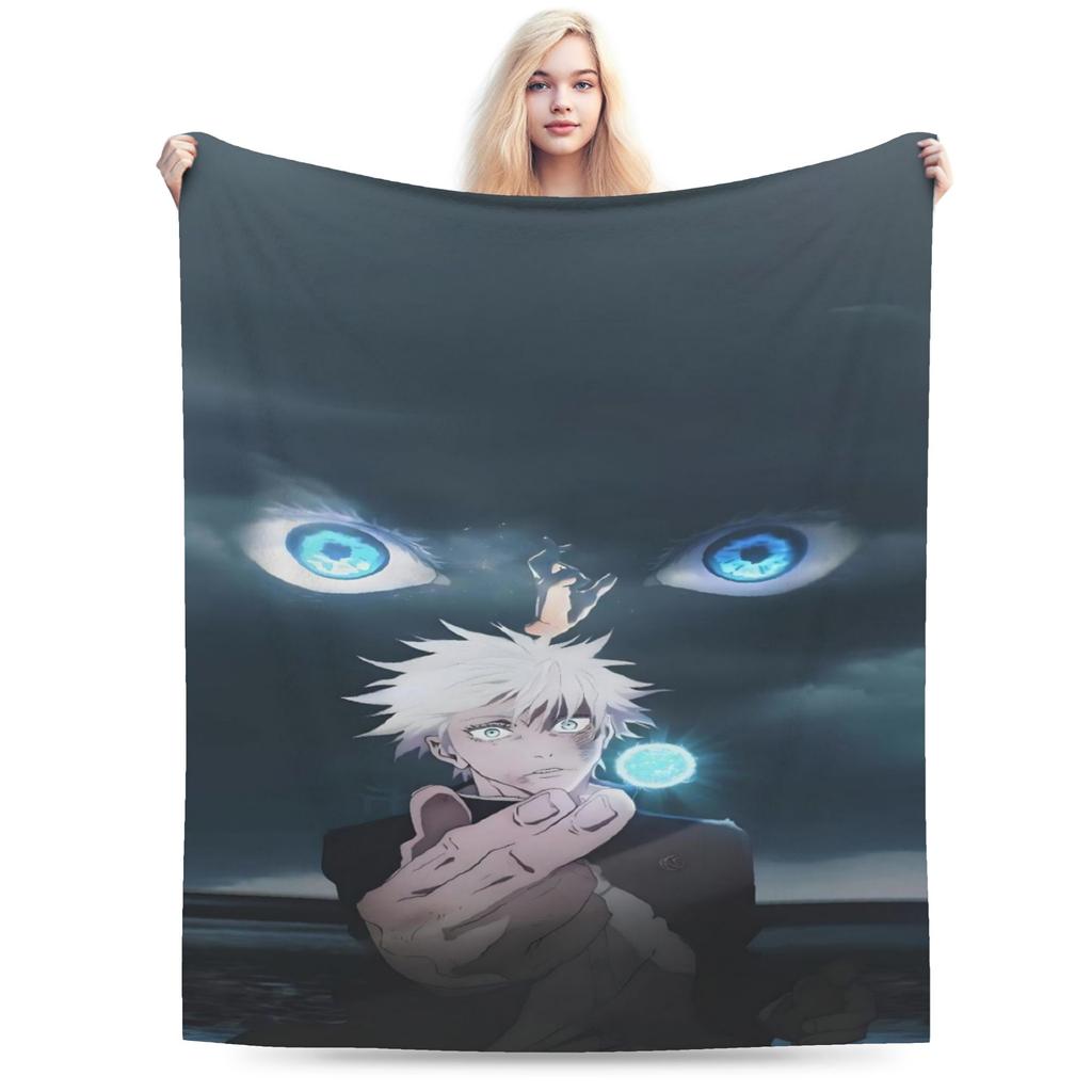 Gojo Satoru Blankets Winter Super Soft Throw Blanket For Girl Bedroom Flannel Bedspread Bed Cover