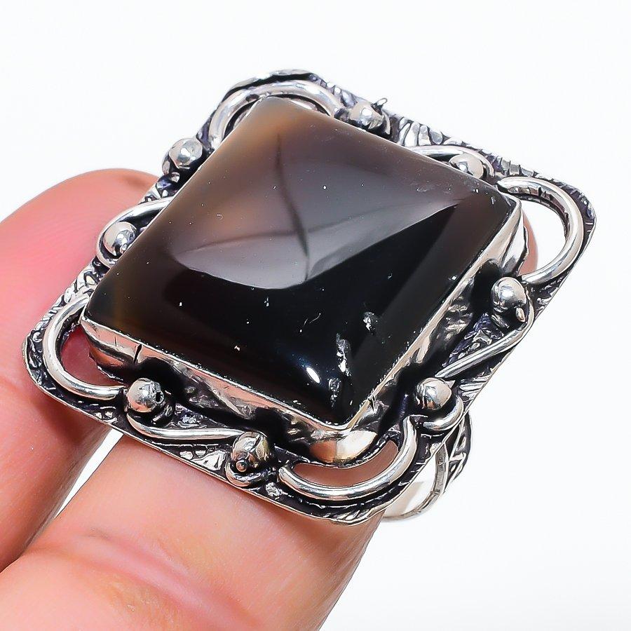 

Natural Botswana Agate Gemstone 925 Sterling Silver Jewelry Ring Size 10 P4J50