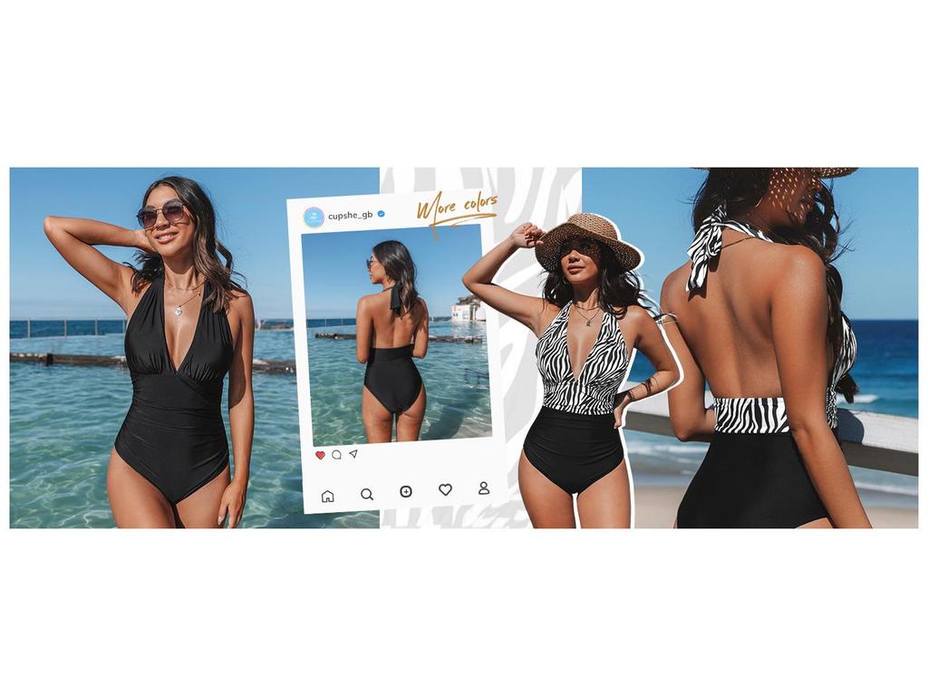 Halterneck Ruffled Backless One-Piece Swimsuit for Women