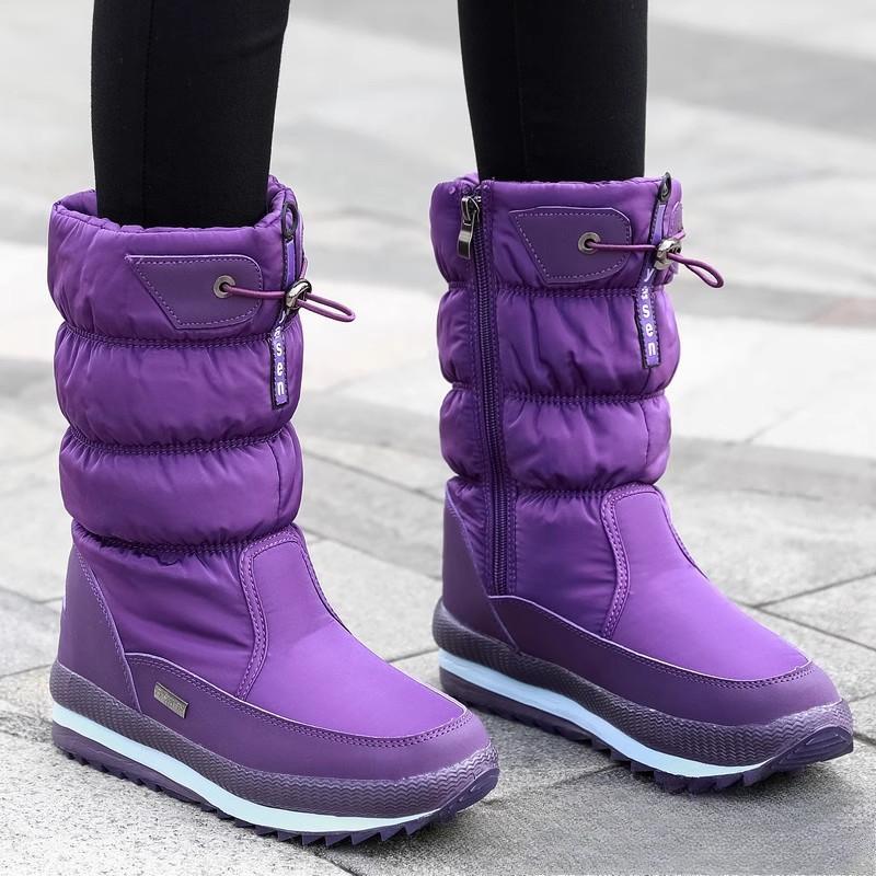New Women's Thick Snow Boots Women's Warm Waterproof Zipper Boots Non-slip Plus Size Women's Shoes