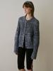 Tinknit Cotton Tweed Knit Cardigan_ Blue