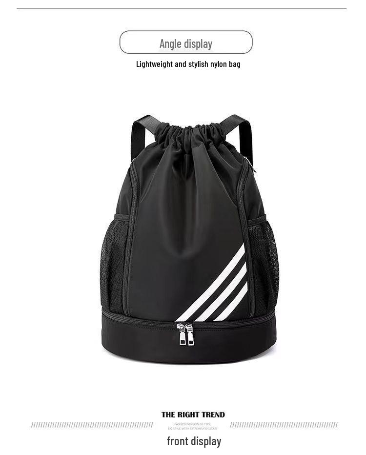 Leichter Rucksack mit Kordelzug und großem Fassungsvermögen für Schwimmen, Reisen oder Sport mit Trocken-/Nassfach