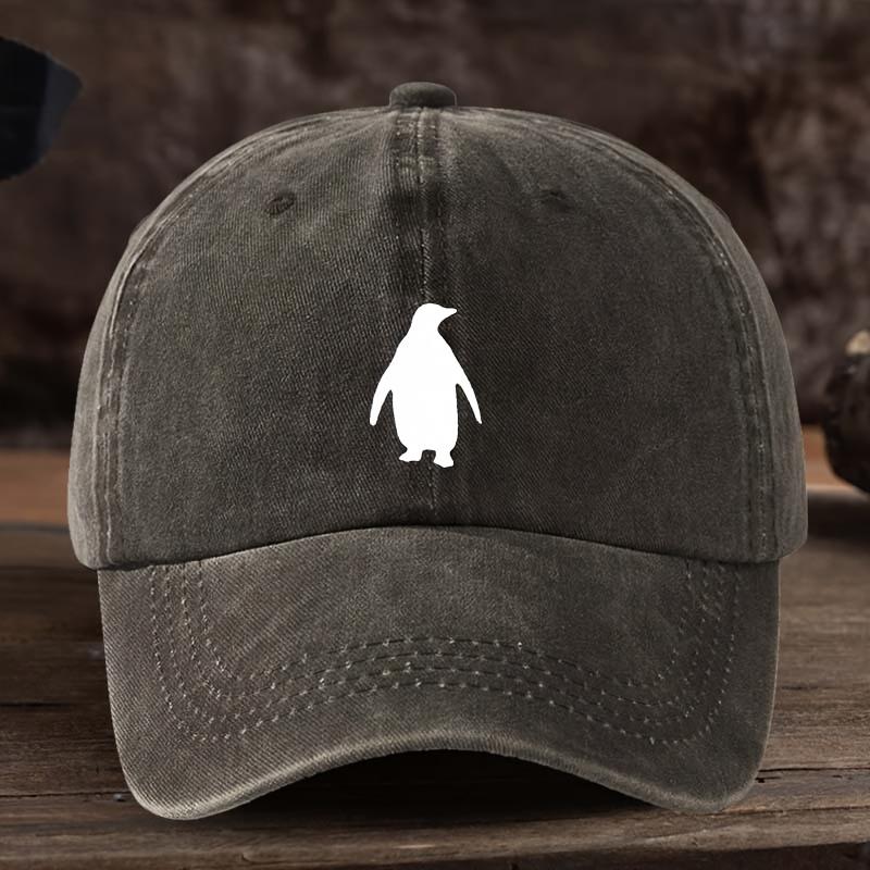 

Funny Little Penguin Print Baseball Hat Fashionable and Versatile Peaked Cap Men s Outdoor Hat коричневий