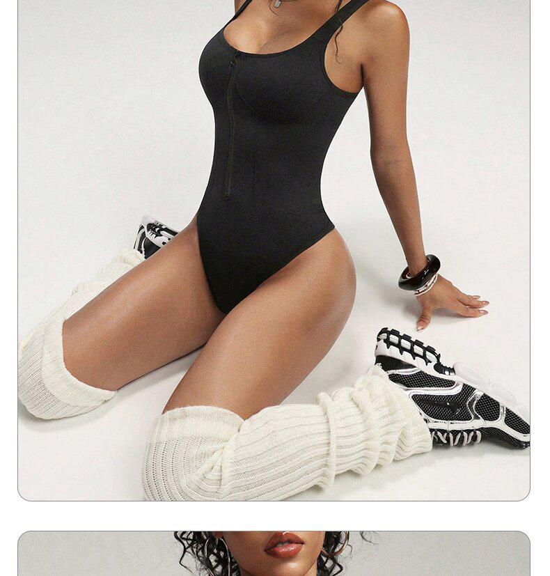 Women's Seamless Shaping Bodysuit with Front Zipper - Waist Cincher, Hip Lift, and Tummy Control