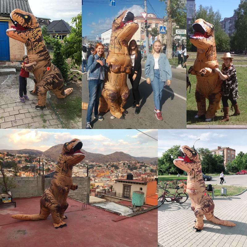T-rex inflável de Tiranossauro Fantasia de Dinossauro Criança Crianças Adulto Role-playing Fantasia Halloween Mascote Roupa de Festa