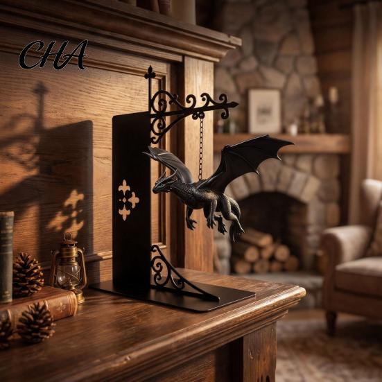 Dekorative Buchstützen für Schreibtisch Magische schwebende Drachen Bücherregal Lampe, Warmes LED Nachtlicht, Fantasy Dekor Bibliothek Leseecke Dekor, Einzigartig
