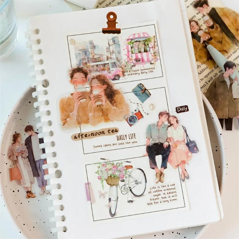 30pcs Cute People Sticker PET Materials Junk Journal Sticker Girl Life Series DIY Scrapbooking Collage Stationery Decor Supplies