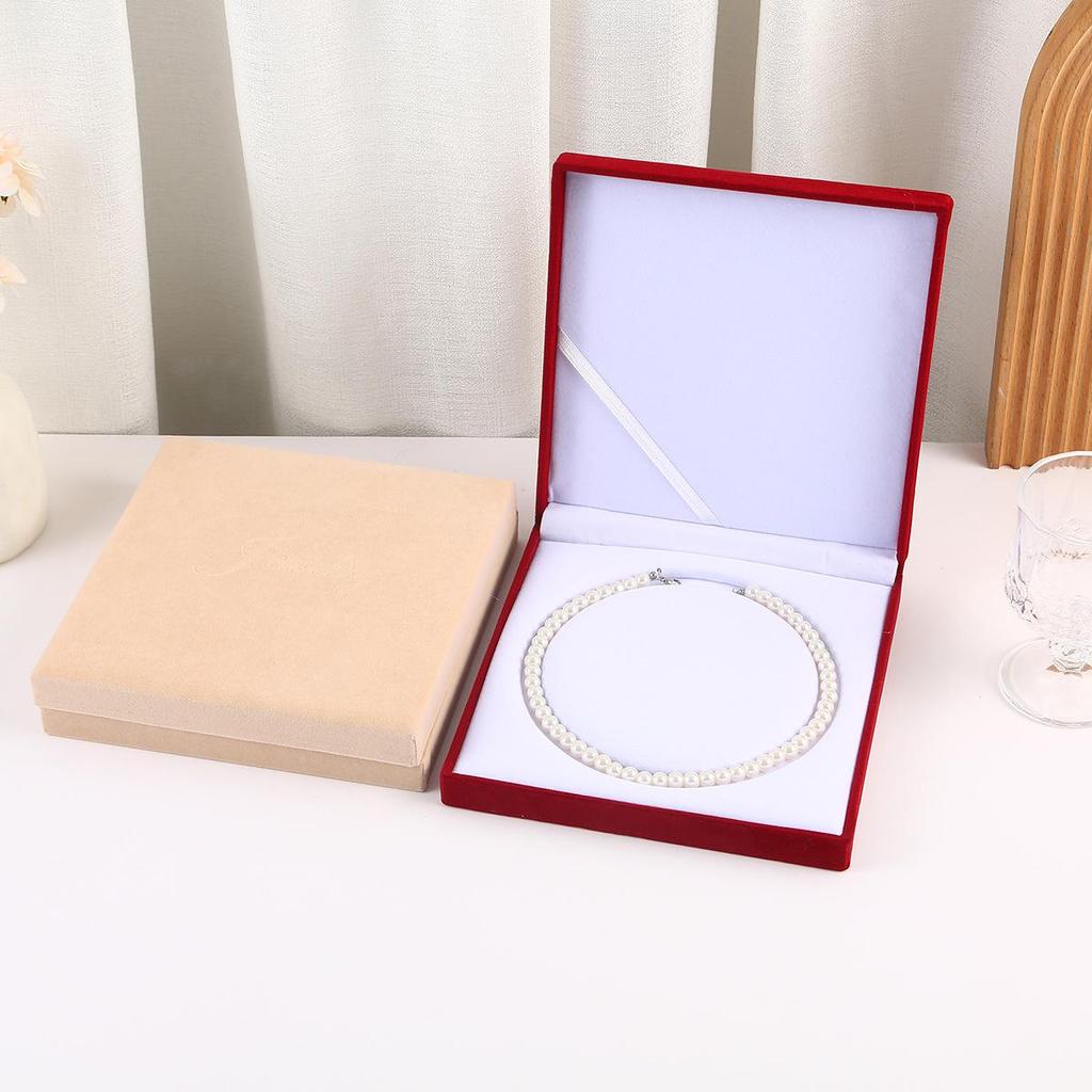 Flocking Jewelry Box Pearl Necklace Holder Pendant Gift for Mother's Day