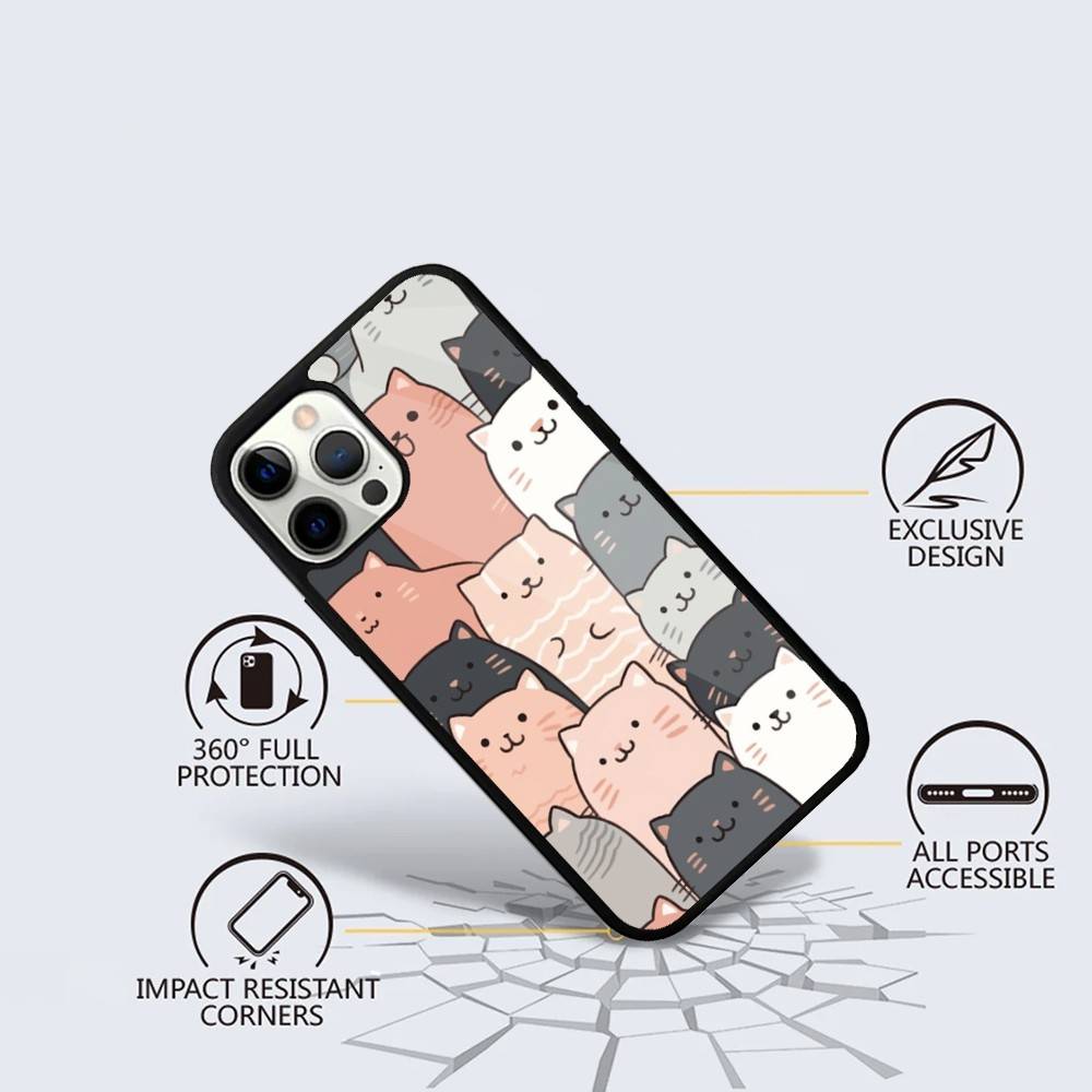 Cat Cartoon Cute Phone Case For iPhone 16,15,14,13,12,11,Plus,Pro,Max Mini Magsafe Magnetic Wireless Charging
