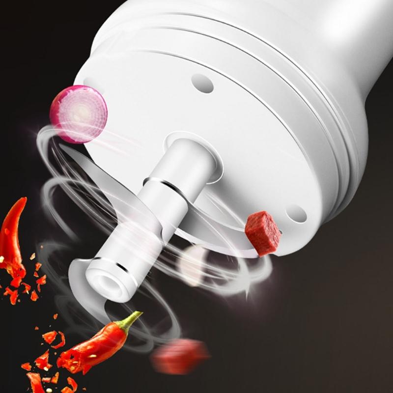 USB-uppladdningsbar Mini Vitlökshackare Kraftfull Matberedare för Grönsaker och Kött Trådlös Köttkvarn Köksapparat