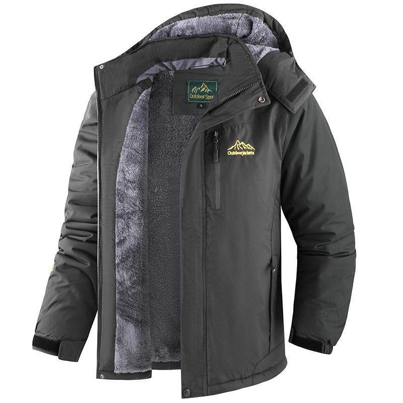 Plus Size Men's Winter Down Jacket - Fleece Lined, Windproof, Warm, Suitable for Fishing, Mountaineering, Cycling, and Other Outdoor Activities.