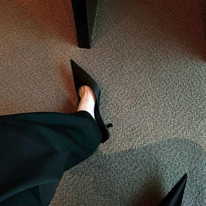 Fashion Pointed High Heels Temperament Outer Wear Single Shoes Fairy Style Versatile Muller Bag Head Slippers 2025 Spring and Autumn New