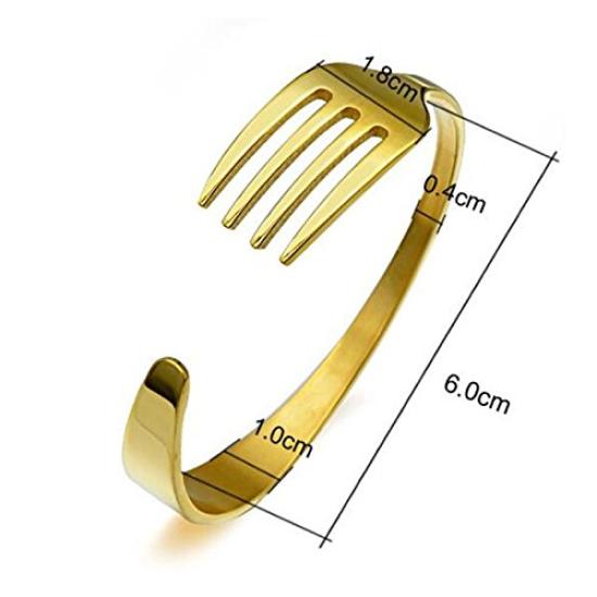 Surgical Stainless Steel [Green Piercing] Men's Bracelet, Bangle, Fork, 316L, Armlet, Silver, Freezers, Wrist, STB45/SP