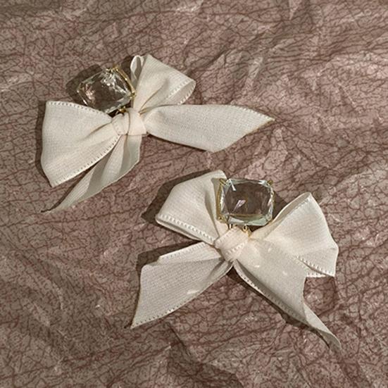 1 Pair Dangle Earrings Bowknot Fabric Jewelry Sweet Long Lasting Earrings for