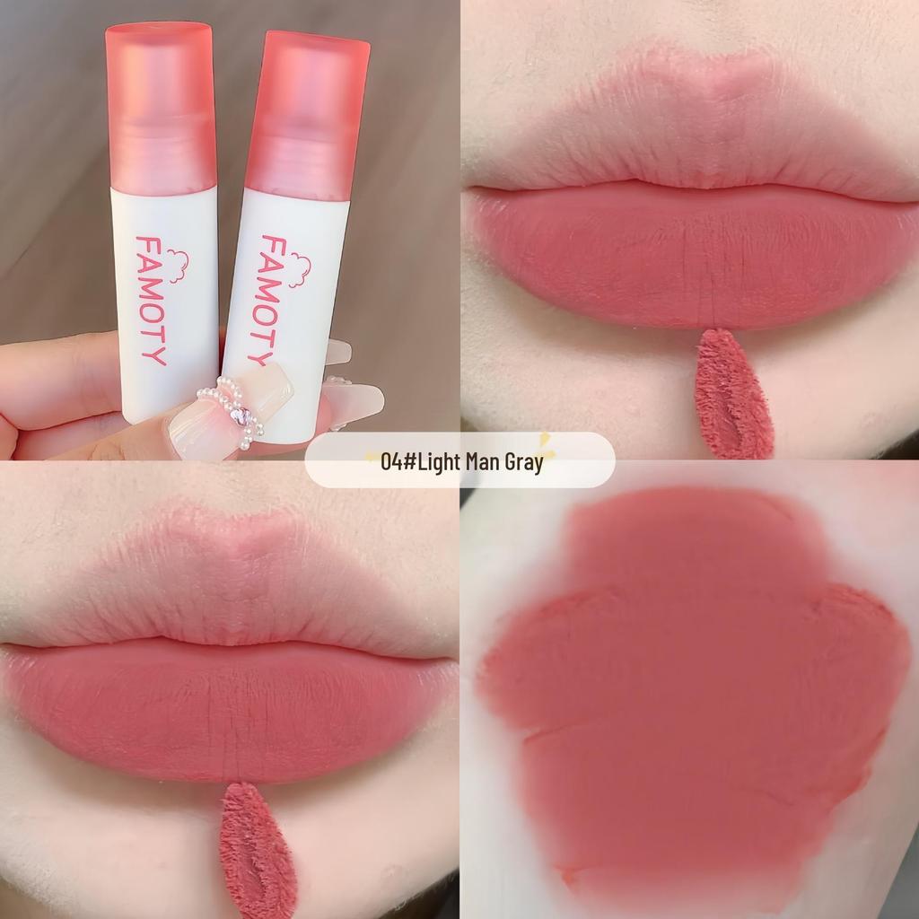 Matte Velvet Lip Mud Gloss: Dual-Use Lip and Cheek Whitening Lipstick, Moisturizing, Non-Stick Cup