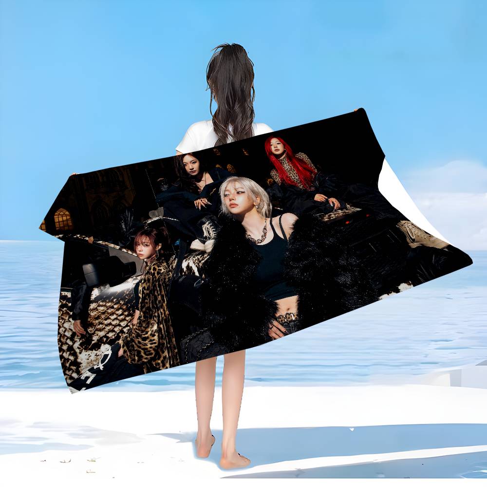 Korean Kpop Group A-Aespas Anime Beach Swimming Towel Soft Absorbent Washcloth Children's Gifts for Kids Travel Camping Gym