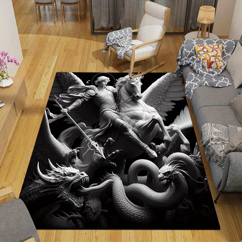 1pc Angel Knight Pattern Area Rug, Anti slip Non Shedding Stain Resistant Carpet