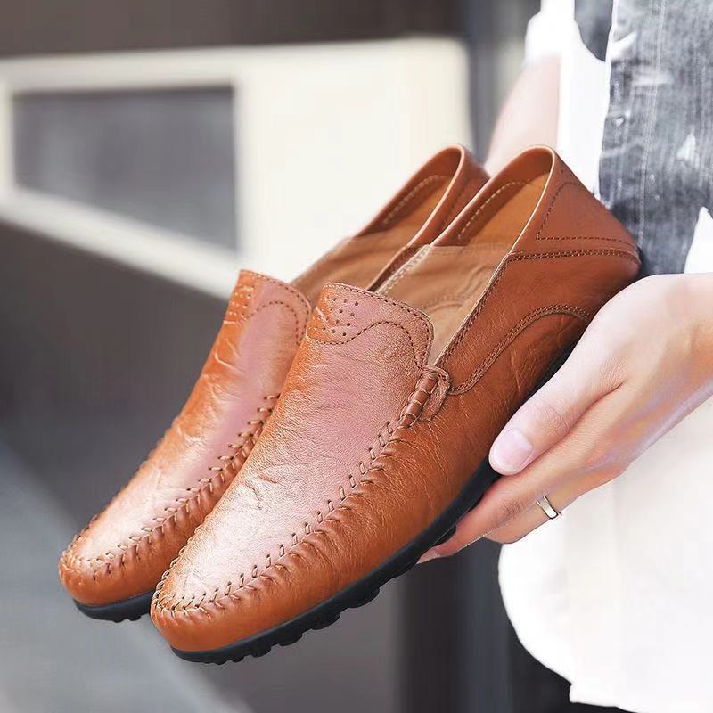 Autumn Leather Shoes Men Casual Beans Shoes Soft Sole Driving Shoes Leather Shoes