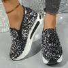 Sneakers Woman Allover Sequin Platform Slip-On Muffin Tennis Flat Ladies Moccasins Sports Slip-on Loafers Platform Elegant Shoes