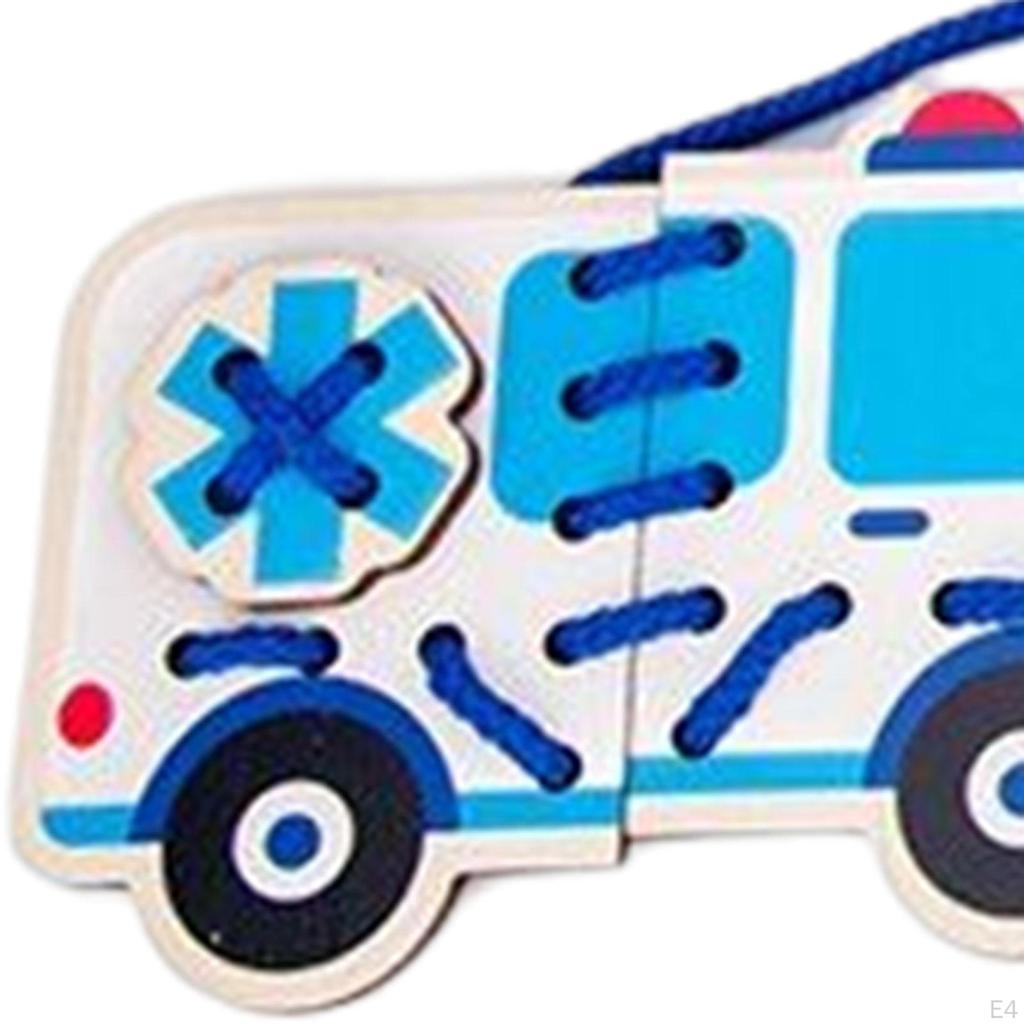 Wood Lace Block Puzzle Activities Board Developmental Toys,Wooden Lacing Threading Toys for Kids