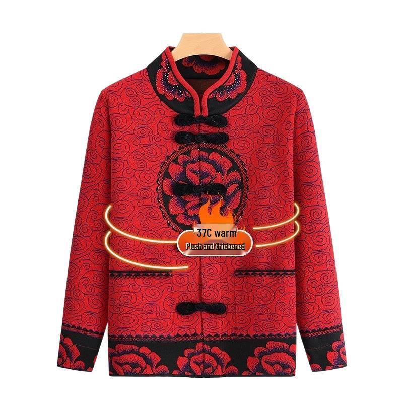 60-Year-Old Women's Tang Suit Jacket - Grandma's Longevity Birthday Cardigan