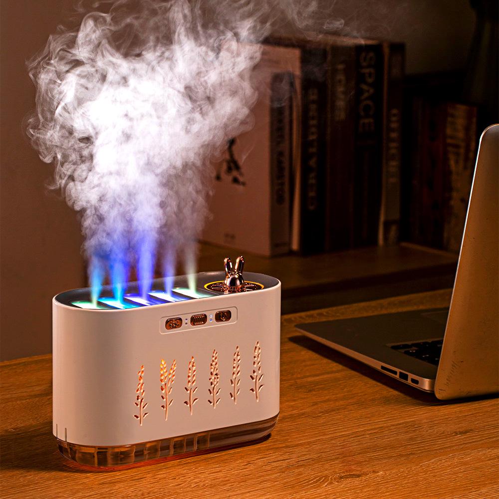 Silent Cross-Border Humidifier with Five-Hole Spray & Dynamic Seven-Color Aromatherapy
