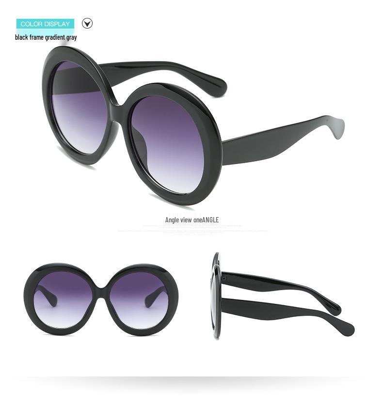 Oversized Retro Round Sunglasses for Women & Men - European & American Trendy Style (Model S8079)
